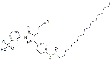m-[4-(2-cyanoethyl)-4,5-dihydro-5-oxo-3-[4-[(1-oxooctadecyl)amino]phenyl]-1H-pyrazol-1-yl]benzenesulphonic acid Struktur