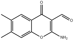 2-アミノ-6,7-ジメチルクロモン-3-カルボキシアルデヒド 化学構造式