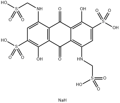 9,10-dihydro-1,5-dihydroxy-9,10-dioxo-4,8-bis[(sulphomethyl)amino]anthracene-2,6-disulphonic acid, sodium salt Structure