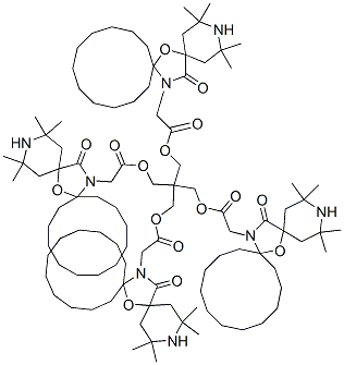 7-Oxa-3,20-diazadispiro[5.1.11.2]heneicosane-20-acetic acid, 2,2,4,4-tetramethyl-21-oxo-, 2,2-bis[[[(2,2,4,4-tetramethyl-21-oxo-7-oxa-3,20-diazadispiro[5.1.11.2]heneicos-20-yl)acetyl]oxy]methyl]-1,3-propanediyl ester Structure