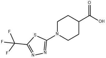 1-[5-(トリフルオロメチル)-1,3,4-チアジアゾール-2-イル]ピペリジン-4-カルボン酸 化学構造式
