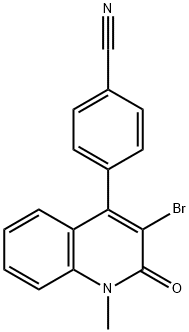 1-メチル-3-ブロモ-4-(4-シアノフェニル)キノリン-2(1H)-オン 化学構造式