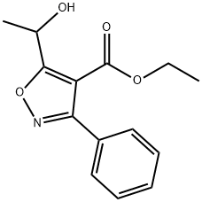 4-Isoxazolecarboxylicacid,5-(1-hydroxyethyl)-3-phenyl-,ethylester(9CI) 化学構造式