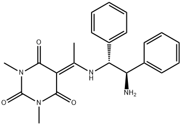 5-[1-[[(1R,2R)-2-aMino-1,2-diphenylethyl]aMino]
ethylidene]-1,3-diMethyl- 2,4,6(1H,3H,5H)-PyriMidinetrione Struktur