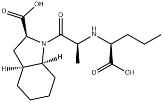 (2S,3aS,7aS)-1-[(S)-2-[[(S)-1-カルボキシブチル]アミノ]-1-オキソプロピル]ヘキサヒドロインドリン-2-カルボン酸 化学構造式