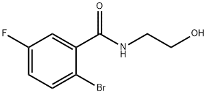 2-ブロモ-5-フルオロ-N-(2-ヒドロキシエチル)ベンズアミド 化学構造式