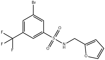 3-ブロモ-N-(フラン-2-イルメチル)-5-(トリフルオロメチル)ベンゼンスルホンアミド 化学構造式