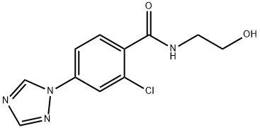 2-クロロ-N-(2-ヒドロキシエチル)-4-(1H-1,2,4-トリアゾール-1-イル)ベンゼンカルボキサミド 化学構造式