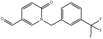 6-オキソ-1-[3-(トリフルオロメチル)ベンジル]-1,6-ジヒドロ-3-ピリジンカルブアルデヒド 化学構造式