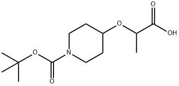 2-(1-(tert-butoxycarbonyl)piperidin-4-yloxy)propanoic acid Struktur