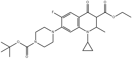 3-Quinolinecarboxylic acid, 1-cyclopropyl-7-[4-[(1,1-diMethylethoxy)carbonyl]-1-piperazinyl]-6-fluoro-1,2,3,4-tetrahydro-2-Methyl-4-oxo-, ethyl ester Structure