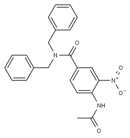 4-Acetamido-N,N-dibenzyl-3-nitrobenzamide Structure