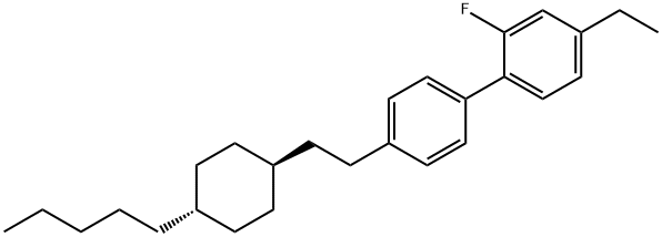 2-Fluoro-4-ethyl-4'-(2-(trans-4-n-pentylcyclohexyl)ethyl)-1,1'-biphenyl Struktur