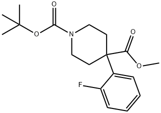 1-BOC-4-(2-FLUOROPHENYL)-4-PIPERIDINEDICARBOXYLIC ACID METHYL ESTER Structure