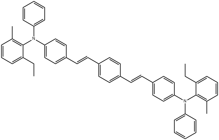 N-(4-((1E,22E)-4-((E)-4-((2-乙基-6-甲苯)(苯基)氨基)苯乙烯)苯乙烯)苯基)-N-(2-乙基-6-甲苯)苯胺, 954497-18-8, 结构式