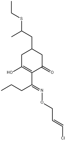 2-[1-[[(E)-3-chloroprop-2-enoxy]amino]butylidene]-5-(2-ethylsulfanylpr opyl)cyclohexane-1,3-dione Structure