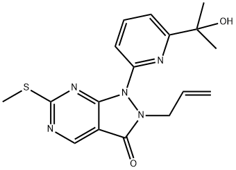 2-アリル-1-(6-(2-ヒドロキシプロパン-2-イル)ピリジン-2-イル)-6-(メチルチオ)-1H-ピラゾロ[3,4-D]ピリミジン-3(2H)-オン 化学構造式
