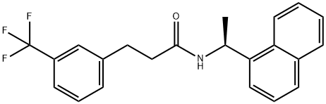 N-(1-(ナフタレン-1-イル)エチル)-3-(3-(トリフルオロメチル)フェニル)プロパンアミド 化学構造式