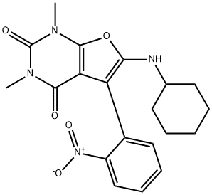 Furo[2,3-d]pyrimidine-2,4(1H,3H)-dione,  6-(cyclohexylamino)-1,3-dimethyl-5-(2-nitrophenyl)- Structure