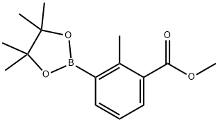 2-甲基-3-(4,4,5,5-四甲基-1,3,2-二氧杂环戊硼烷-2-基)苯甲酸甲酯, 955929-54-1, 结构式