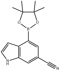 1H-Indole-6-carbonitrile, 4-(4,4,5,5-tetraMethyl-1,3,2-dioxaborolan-2-yl)-, 955979-23-4, 结构式