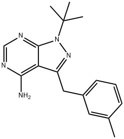 4-アミノ-1-TERT-ブチル-3-(3-メチルベンジル)ピラゾロ[3,4-D]ピリミジン 化学構造式