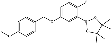 1,3,2-Dioxaborolane, 2-[2-fluoro-5-[(4-methoxyphenyl)methoxy]phenyl]-4,4,5,5-tetramethyl- Structure