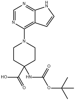 4-Piperidinecarboxylicacid,4-[[(1,1-diMethylethoxy)carbonyl]aMino]-1-(7H-pyrrolo[2,3-d]pyriMidin-4-yl)- Struktur