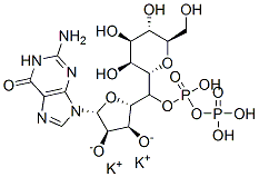 Guanosine 5'-(trihydrogen diphosphate), mono-alpha-d-mannopyranosyl ester, dipotassium salt 结构式
