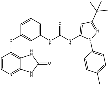Urea, N-[3-[(2,3-dihydro-2-oxo-1H-iMidazo[4,5-b]pyridin-7-yl)oxy]phenyl]-N'-[3-(1,1-diMethylethyl)-1-(4-Methylphenyl)-1H-pyrazol-5-yl]- Struktur