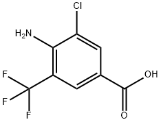 4-アミノ-3-クロロ-5-(トリフルオロメチル)安息香酸 化学構造式