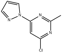4-クロロ-2-メチル-6-(1H-ピラゾール-1-イル)ピリミジン 化学構造式