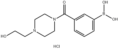3-[4-(2-羟基乙基)-1-哌啶基羰基]苯硼酸盐酸盐, 957060-95-6, 结构式