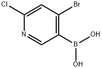 4-ブロモ-6-クロロピリジン-3-ボロン酸 化学構造式
