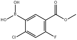 2-クロロ-4-フルオロ-5-(メトキシカルボニル)フェニルボロン酸 化学構造式