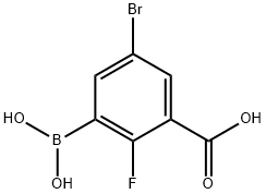 2-フルオロ-3-カルボキシ-5-ブロモフェニルボロン酸 化学構造式