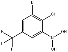 3-ブロモ-2-クロロ-5-(トリフルオロメチル)フェニルボロン酸 化学構造式