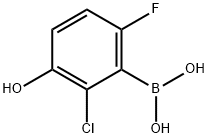 2-クロロ-3-ヒドロキシ-6-フルオロフェニルボロン酸 化学構造式