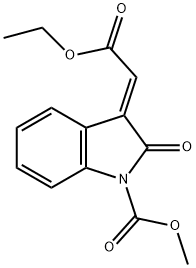E-3-(2-ethoxy-2-oxoethylidene)-1-
methoxycarbonyl-indoline-2-one 化学構造式