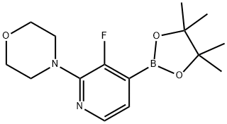 4-(3-フルオロ-4-(4,4,5,5-テトラメチル-1,3,2-ジオキサボロラン-2-イル)ピリジン-2-イル)モルホリン 化学構造式