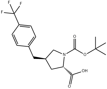 (2S,4R)-1-(TERT-ブチルトキシカルボニル)-4-(4-(トリフルオロメチル)ベンジル)ピロリジン-2-カルボン酸 化学構造式