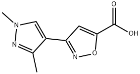 3-(1,3-dimethyl-1H-pyrazol-4-yl)isoxazole-5-carboxylic acid(SALTDATA: FREE) Structure