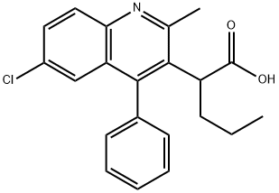6-Chloro-2-methyl-4-phenyl-alpha-propyl-3-quinolineacetic acid Struktur
