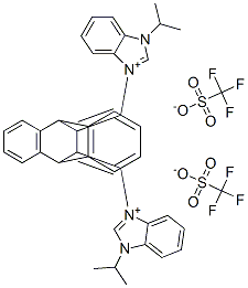 11,12-Bis[N-(i-propyl)-1H-benzimidazolium-3-methylene]-9,10-dihydro-9,10-ethanoanthracene bis(trifluoromethanesulfonate) Struktur