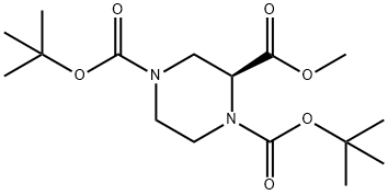 (S)-1,4-di-Boc-piperazine-2-carboxylic acid Methyl ester 化学構造式