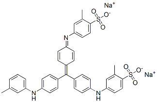 disodium 2-methyl-4-[[4-[[4-[(3-tolyl)amino]phenyl][4-[(3-methyl-4-sulphonatophenyl)amino]phenyl]methylene]-2,5-cyclohexadien-1-ylidene]amino]benzenesulphonate Structure