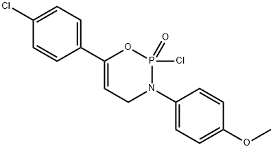 2-Chloro-6-(4-chlorophenyl)-3-(4-methoxyphenyl)-3,4-dihydro-2H-1,3,2-o xazaphosphinine 2-oxide Struktur