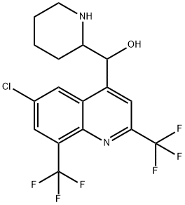 (6-CHLORO-2,8-BIS(TRIFLUOROMETHYL)QUINOLIN-4-YL)(PIPERIDIN-2-YL)METHANOL Structure