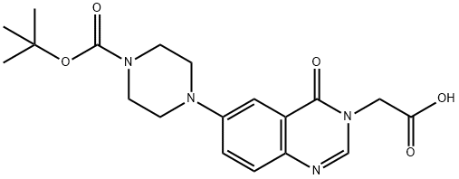 1-N-BOC-4-(3-CARBOXYMETHYL-4-OXO-3,4-DIHYDROQUINAZOLIN-6-YL)PIPERAZINE Struktur