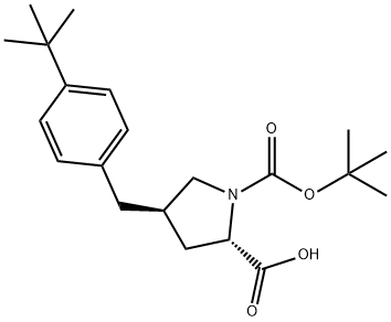 (2S,4R)-1-(tert-butoxycarbonyl)-4-(4-tert-butylbenzyl)pyrrolidine-2-carboxylic acid Structure